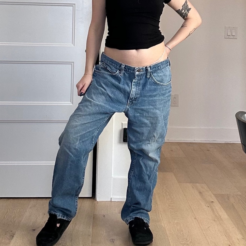 LEE 90s VINTAGE Medium Faded Wash Denim Baggy Straight Leg Jeans
